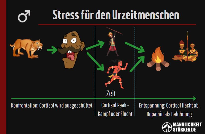 zu frueh kommen wegen stress gab es in der Urzeit wohl nicht, da der Stress immer nur kurz anhielt